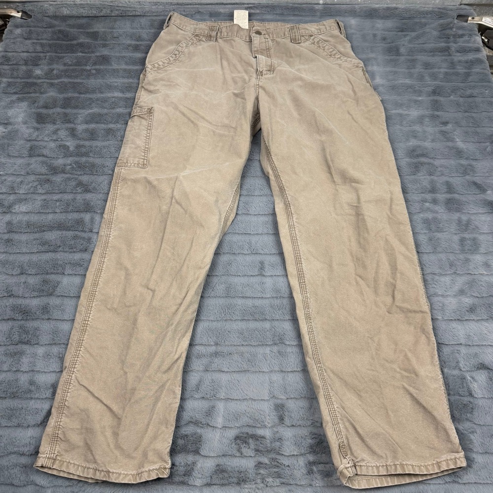 Carhartt B151 LBR Light Brown Canvas Work Dungaree Pants Mens 38x32